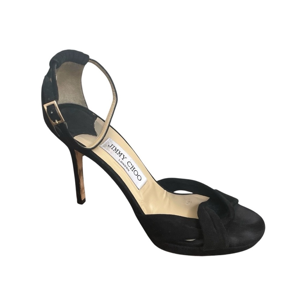 Jimmy Choo Black Suede Ankle Strap Heels Size 7.5